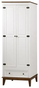 Armario Malibu 2 Portas e 1 Gaveta cor Branco com Amendoa 204 cm - 62386 Sun House