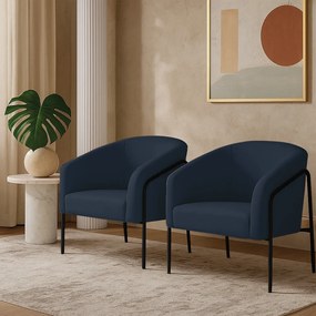 Poltrona Sala Industrial Alta Preto Kit 2 Stella Suede D03 - D'Rossi - Azul