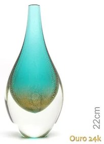 Gota Mini Média Verde com Ouro Murano Cristais Cadoro