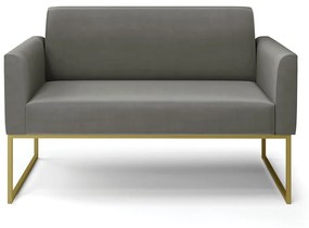 Sofá Namoradeira Base Industrial Dourado Marisa Suede Grafite D03 - D'Rossi