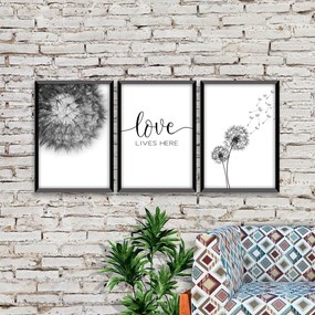 Kit 03 Quadros Decorativos "Love Lives" 43x33 cm - D'Rossi