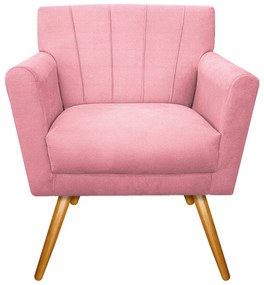 kit 02 Poltronas Laura Palito Mel Suede Rosa Bebê - ADJ Decor