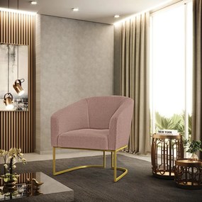 Poltrona Decorativa Industrial Dourado Stella Bouclê D03 - D'Rossi - Rose