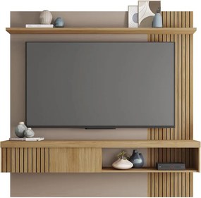 Painel TV 65 Pol 180cm Bancada Suspensa Ripado Luana Fendi/Buriti C01 - D'Rossi