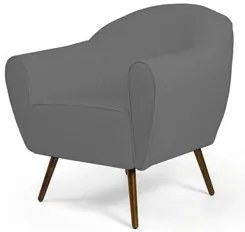 Poltrona Decorativa Sala de Estar Nina Pés Palito Madeira C-416 Linho