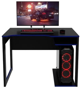 Mesa Gamer Escrivaninha Home Office Nicho Preto Azul