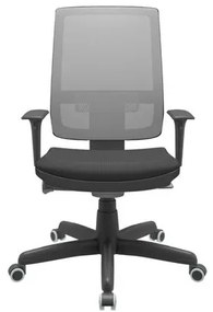 Cadeira Office Brizza Tela Cinza Assento Aero Preto Autocompensador Base Standard 120cm - 63718 Sun House