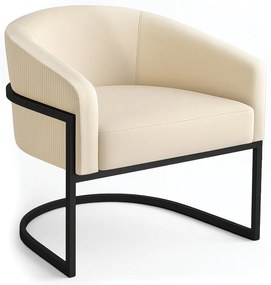 Poltrona Sala Industrial Preto Arielle Veludo Cotelê D03 - D'Rossi - Bege