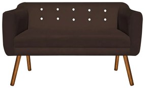 Kit 01 Namoradeira 02 Lugares e 02 Poltronas Giratória Julia Suede Marrom com Strass Base Madeira MM30 D'Rossi