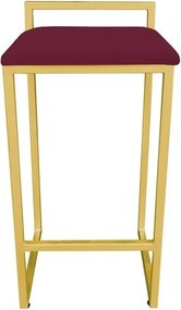 Conjunto 02 Banquetas Pietra Suede Base Dourado D03 - D'Rossi - Vinho