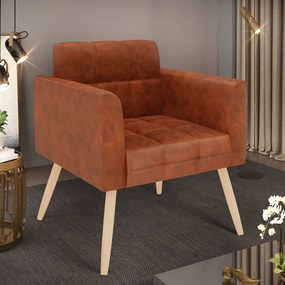 Poltrona Elisa Corano Nozes Pés Palito Natural D03 - D'Rossi