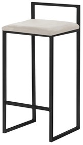 Banqueta Decorativa Selena Base Preta Suede Bege G41 - Gran Belo