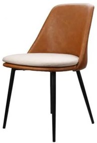 Cadeira Stevens Courino Marrom Assento Linho Cru 50cm - 60602 Sun House