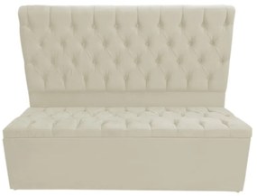Cabeceira com Calçadeira Baú Solteiro 100cm Nicole Suede Bege - Sheep Estofados - Bege