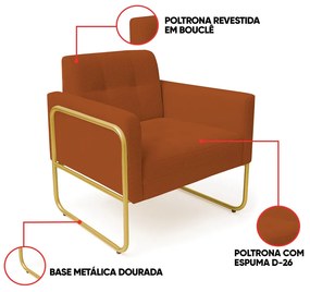 Poltrona Sala Industrial Alta Tubo Dourado Elisa Bouclê D03 - D'Rossi - Terra