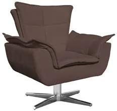 Poltrona Decorativa Sala de Estar Base Giratória Cromada Opla Suede Ma