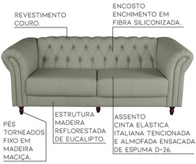 Sofá 4 Lugares Maggiore 260cm Couro Fendi G58 - Gran Belo