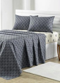 Jogo de Cama 150 Fios Cinza Queen 4 Peças