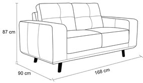 Sofá de Couro 2 lugares Antonela M06 Cor Conhaque 457 - ADJ DECOR