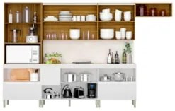 Armário de Cozinha CP04 e Tampo 120cm Minsk Z06 Branco/Freijó - Mpozen