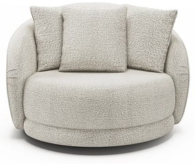 Poltrona Decorativa Base Giratória Galáxia com Almofadas Boucle Branco G45 - Gran Belo