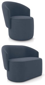 Sofá Namoradeira e Poltrona Orgânica para Sala Malu Suede M11 - D'Rossi - Azul Marinho