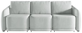 Sofá Cama Modulado Retrátil e Reclinável Decorativo Varsóvia 276cm Veludo Cinza G33 - Gran Belo