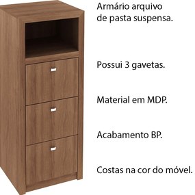 Armário Arquivo para Escritório Home Office ME4118 MDP Amendoa G69 - Gran Belo