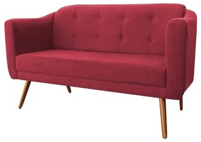 Namoradeira Bruna 1,40 m 2 Lugares Pés Palito Suede Vermelho