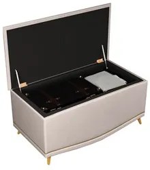 Calçadeira Baú Solteiro 90cm com Tachas Imperial J02 Veludo Bege - Mpo