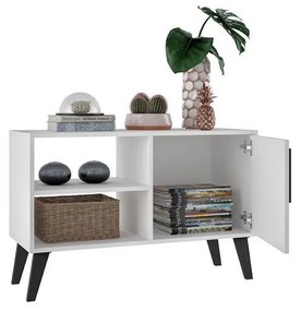 Rack Aparador Buffet 1 Porta BPP 24 - Branco Preto