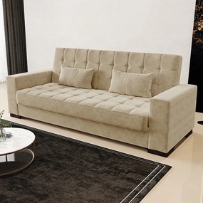 Sofá Cama Decorativo 210cm Beesley Suede Nude G19 - Gran Belo