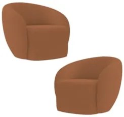 Poltrona para Sala de Estar Orgânica Kit com 2 Garbin Z08 Boucle Terra