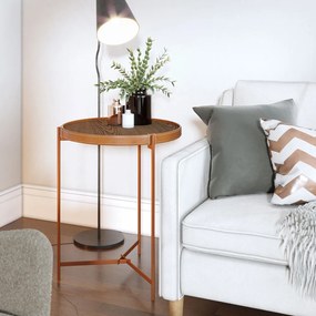 Mesa Lateral Nezuko 71cm Base Cobre Tampo Freijó G29 - Gran Belo