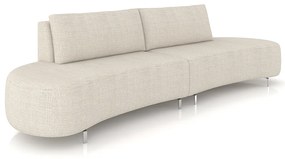 Sofá Bipartido Sala de Estar Jamaica 300cm Curvo Pés Alumínio Linho Off White G52 - Gran Belo