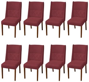 Kit 8 Cadeiras de Jantar Lecce Veludo Bordo