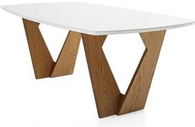 Mesa de Jantar Lin Carvalho Amêndoa Tampo Vidro Off White 220cm - 77401 Sun House