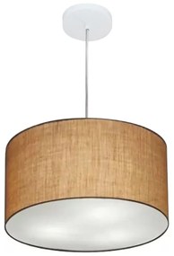 Lustre Pendente Cilíndrico Md-4099 Cúpula em Tecido 40x25cm Palha - Bivolt