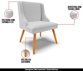 Cadeira Decorativa Sala de Jantar Pés Palito de Madeira Firenze Linho Cinza/Natural G19 - Gran Belo