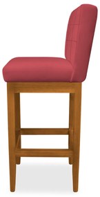 Kit 2 Banquetas Alta Sueli Base Madeira Maciça Estofada Suede Vermelho