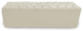 Calçadeira Baú Solteiro 90cm Nicole Capitonê Suede Bege - Sheep Estofados - Bege