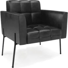 Poltrona Sala Pé Metal Preto Kit 2 Ana Sintético PU Preto - Ibiza