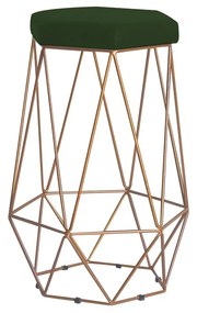 Banqueta Decorativa Rubel Base Gold Suede Verde G41 - Gran Belo