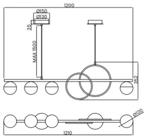 Pendente Compass 120 Aros Ø30Cm E Ø25Cm Led 25W 3000K Bivolt Alumínio...