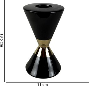 Castical Decorativo Ceramica Preto e Dourado 18,5 Cm - D'Rossi