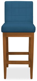 Kit 4 Banquetas Alta Sueli Base Madeira Maciça Estofada Suede Azul Marinho