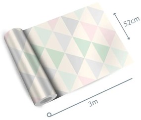Adesivo triângulo creme verde rosa roxo e cinza