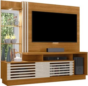 Home Theater Stall 2 Portas 2 Prateleiras Iluminação LED MDP até 60 Cinamomo/OffWhite G97 - Gran Belo