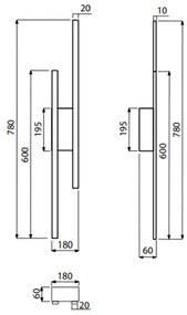 Arandela Lineare Duo 78X18X07Cm Led 20W 3000K Bivolt Champagne Luz Dir... (CP-M = Champagne)