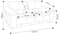 Sofá 2 Lugares Sala de Estar 155cm Veneza Couro Conhaque  - Scala Deco